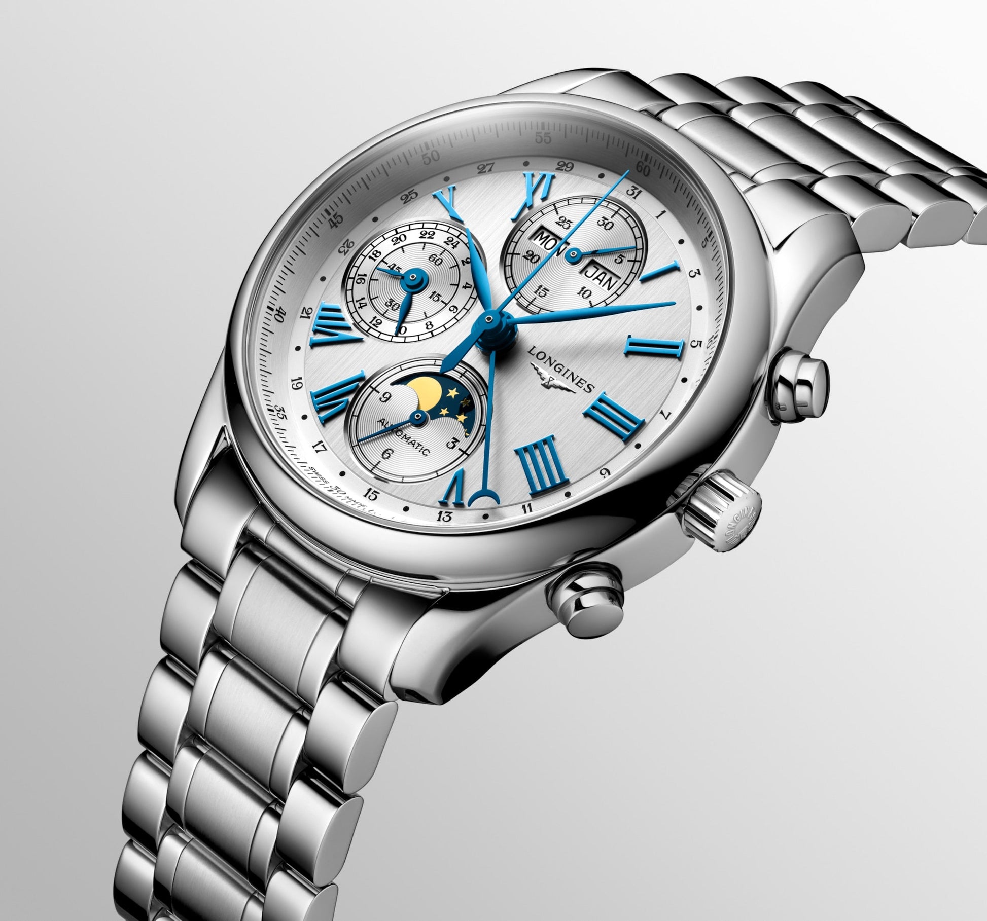 Longines Master Collection Chrono Moonphase Automatic Watch, Ø 40.00 Mm, Stainless Steel. L2.673.4.71.6