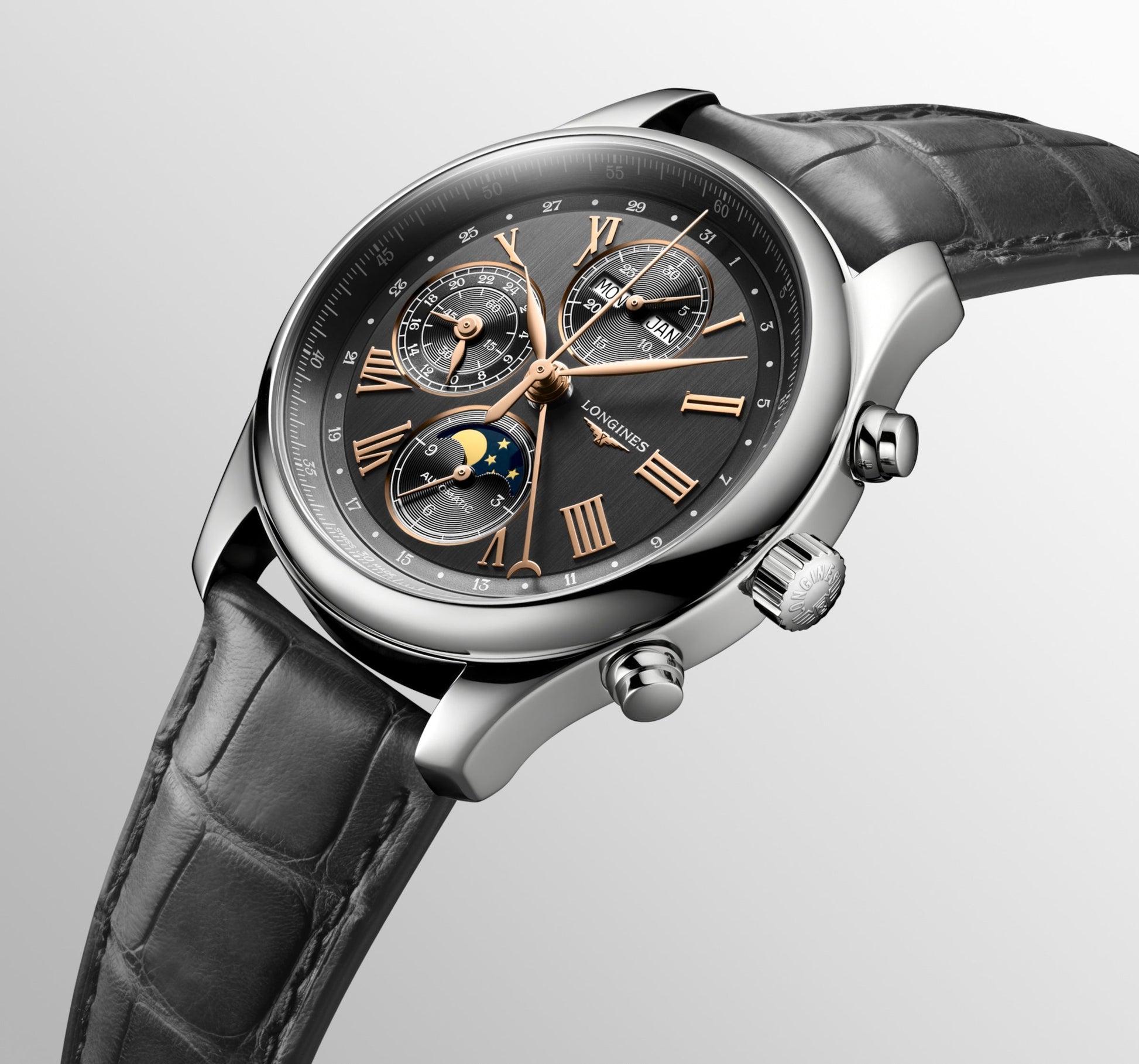 Longines Master Collection Chrono Moonphase Automatic Watch, Ø 42.00 Mm, Stainless Steel. L2.773.4.61.2