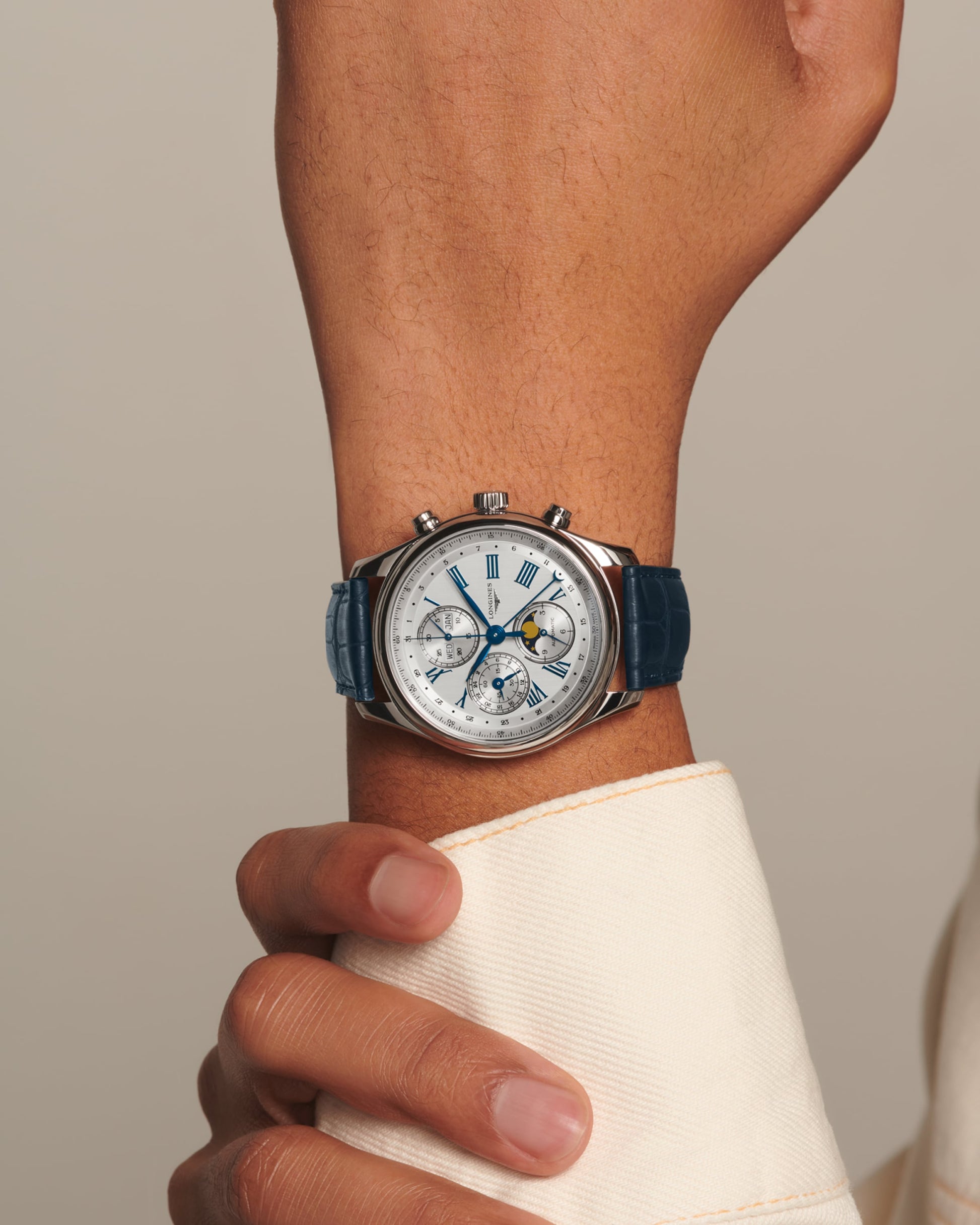 Longines Master Collection Chrono Moonphase Automatic Watch, Ø 42.00 Mm, Stainless Steel. L2.773.4.71.2