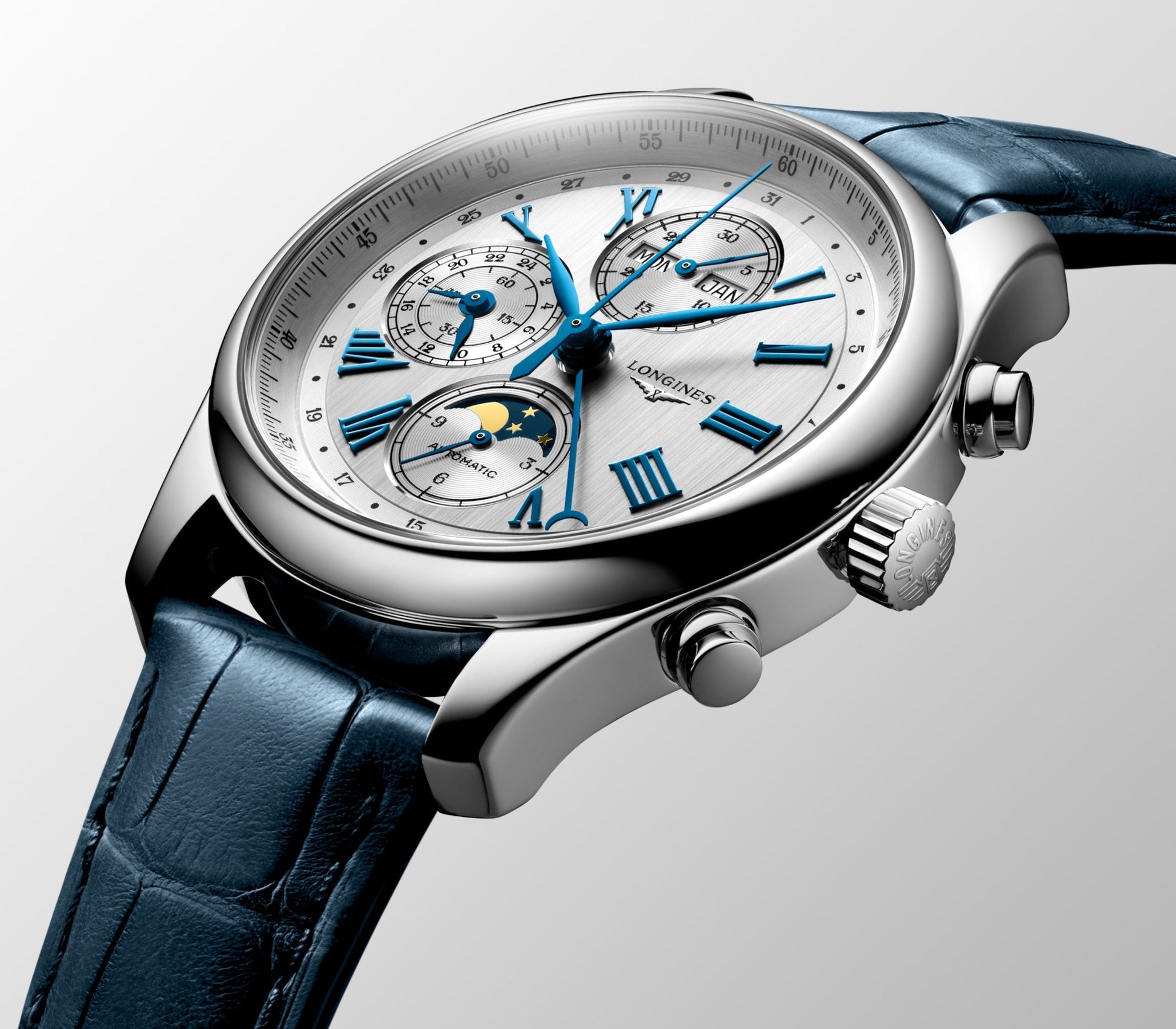 Longines Master Collection Chrono Moonphase Automatic Watch, Ø 42.00 Mm, Stainless Steel. L2.773.4.71.2