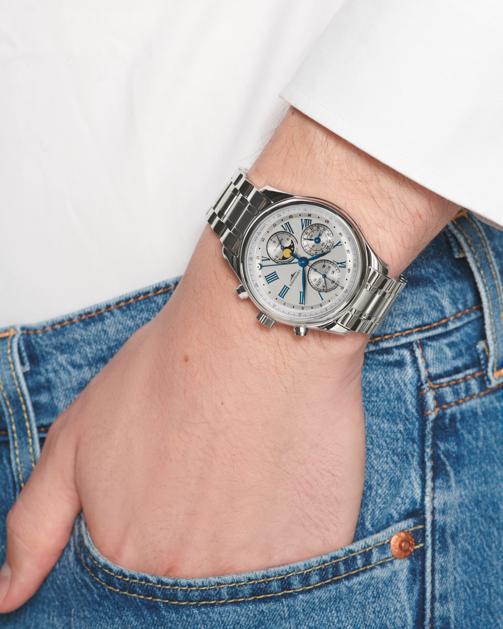 Longines Master Collection Chrono Moonphase Automatic Watch, Ø 42.00 Mm, Stainless Steel. L2.773.4.71.6