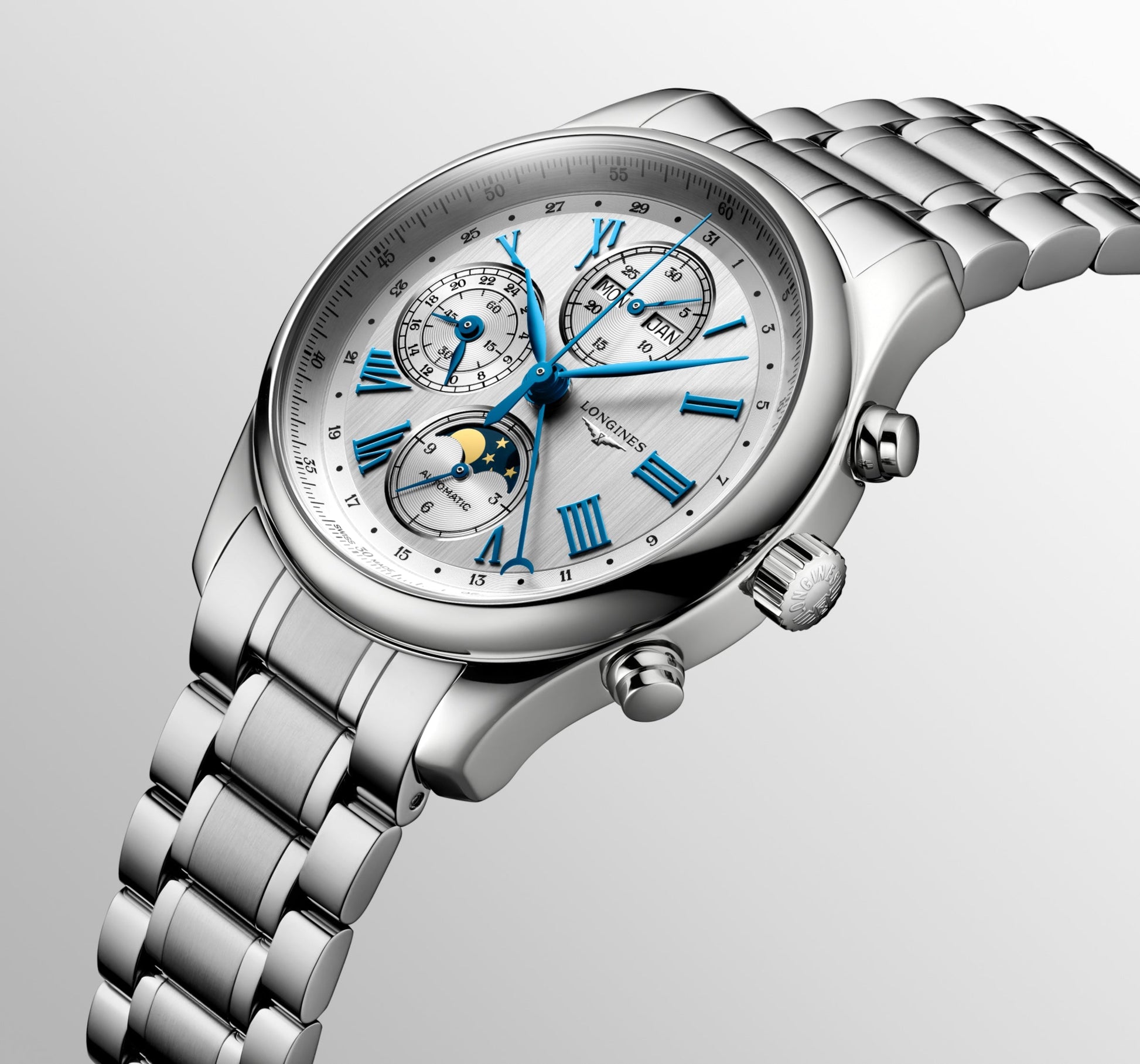 Longines Master Collection Chrono Moonphase Automatic Watch, Ø 42.00 Mm, Stainless Steel. L2.773.4.71.6