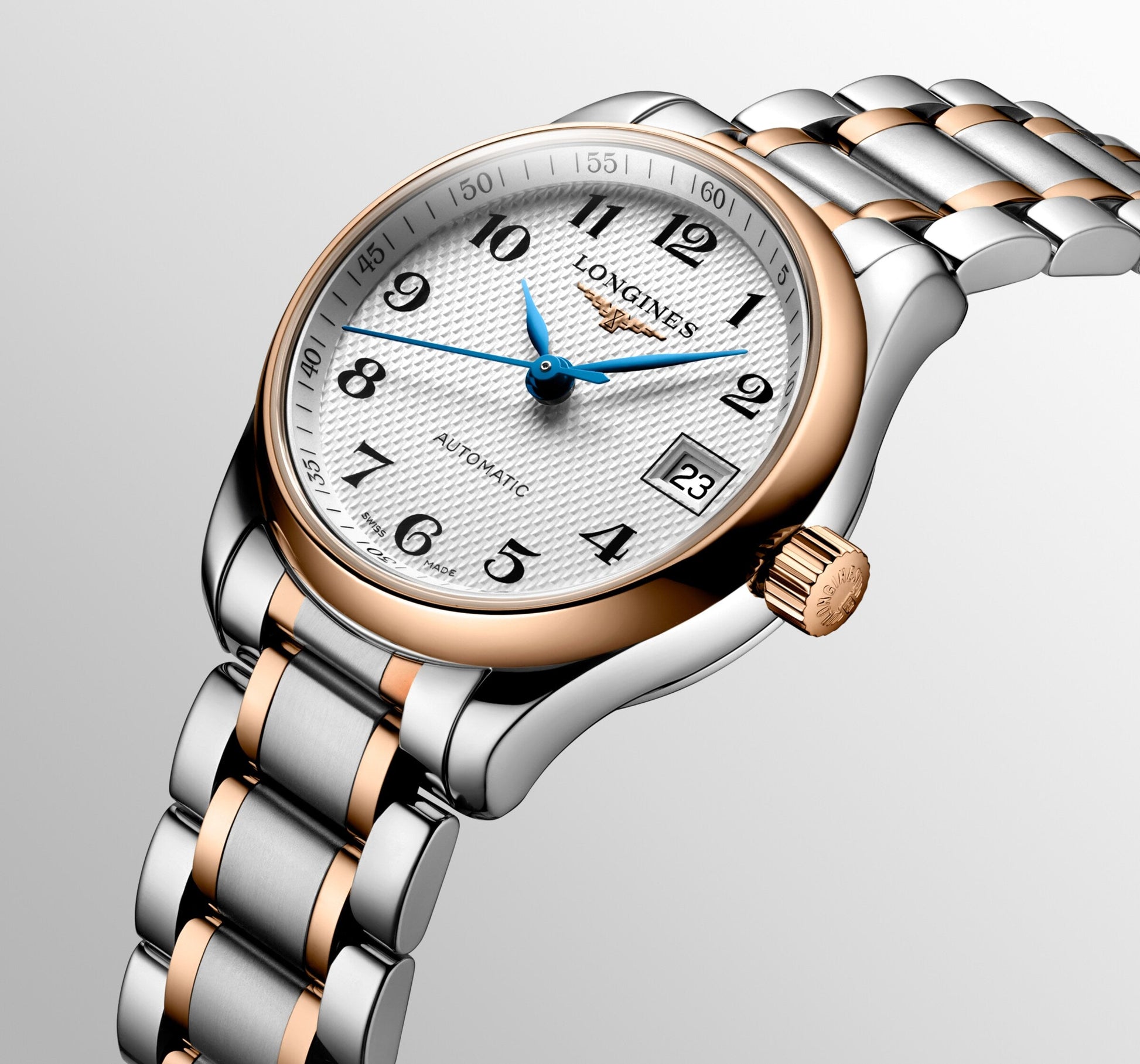 Longines Master Collection Automatic Watch, Ø 25.50 Mm, Stainless Steel And 18 Karat Pink Gold. L2.128.5.79.7
