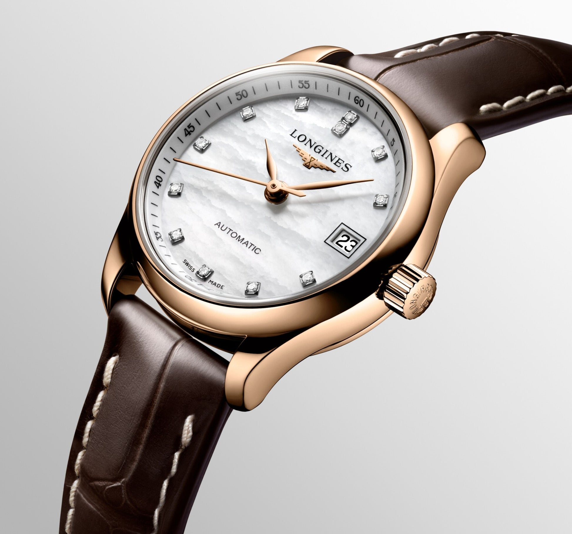 Longines Master Collection Automatic Watch, Ø 25.50 Mm, 18 Karat Pink Gold. L2.128.8.87.3