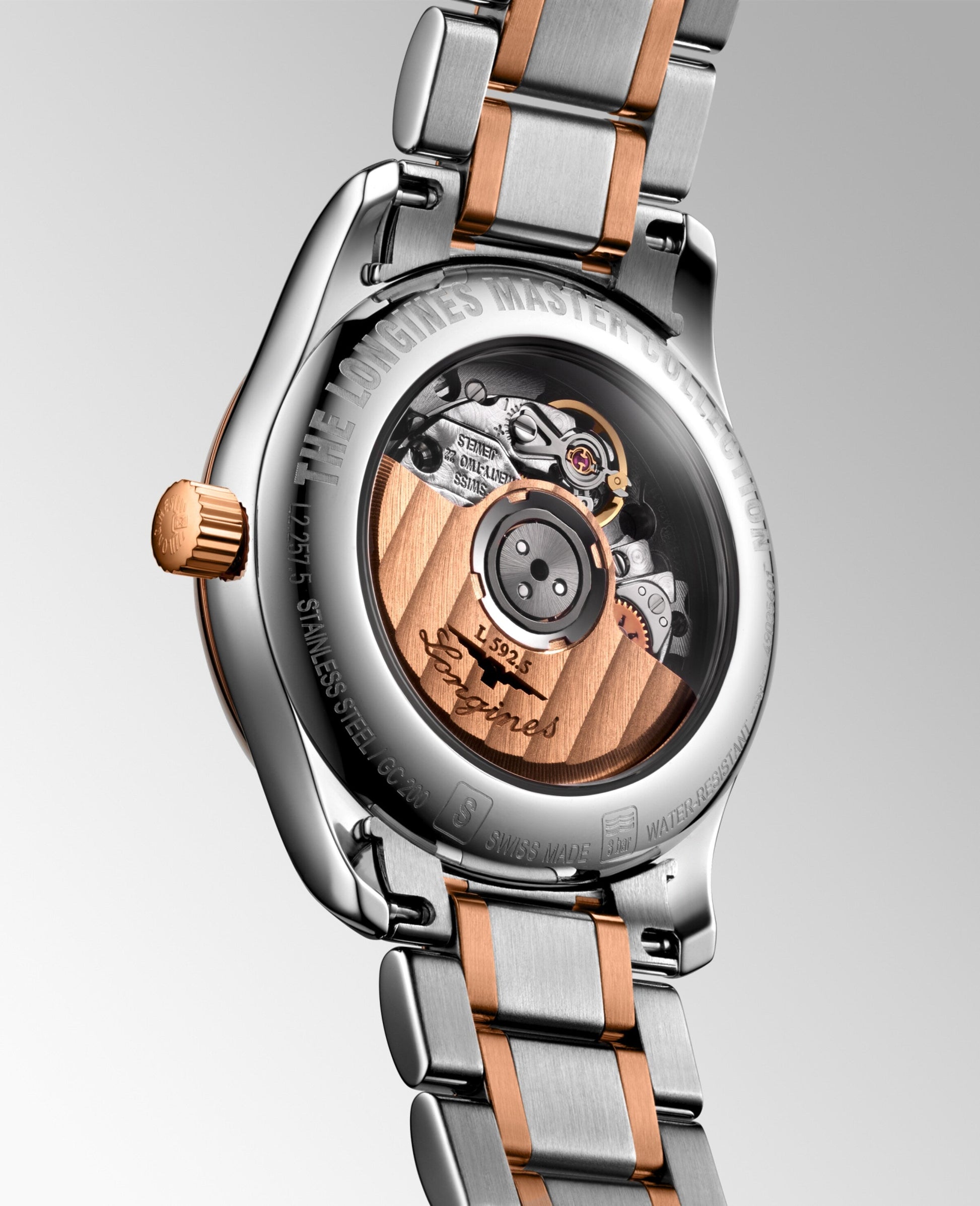 Longines Master Collection Automatic Watch, Ø 29.00 Mm, Stainless Steel And 18 Karat Pink Gold Cap 200. L2.257.5.79.7
