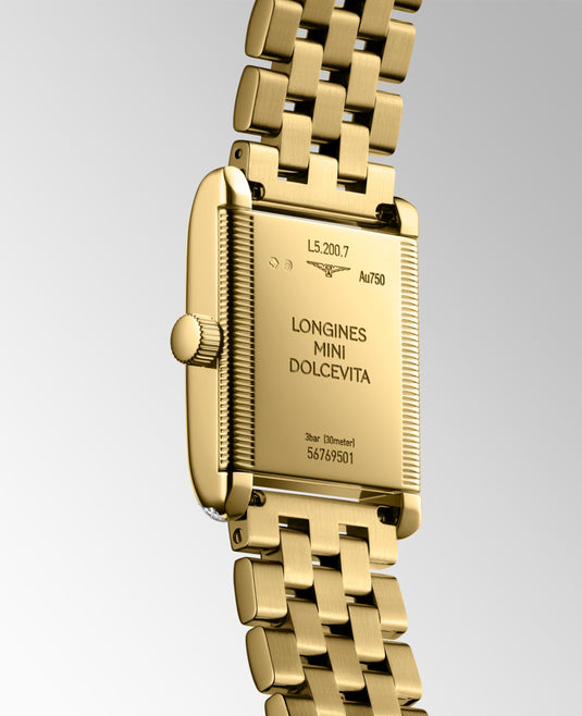 Longines Mini Dolcevita Quartz Watch, 21.50 X 29.00 Mm, 18 Karat Yellow Gold. L5.200.7.71.6