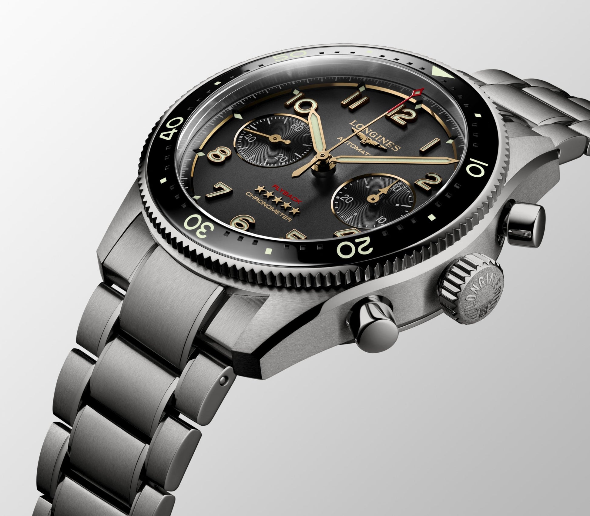 Longines Spirit Flyback Titanium Automatic Watch, Ø 42.00 Mm, Titanium And Ceramic Bezel. L3.821.1.53.6