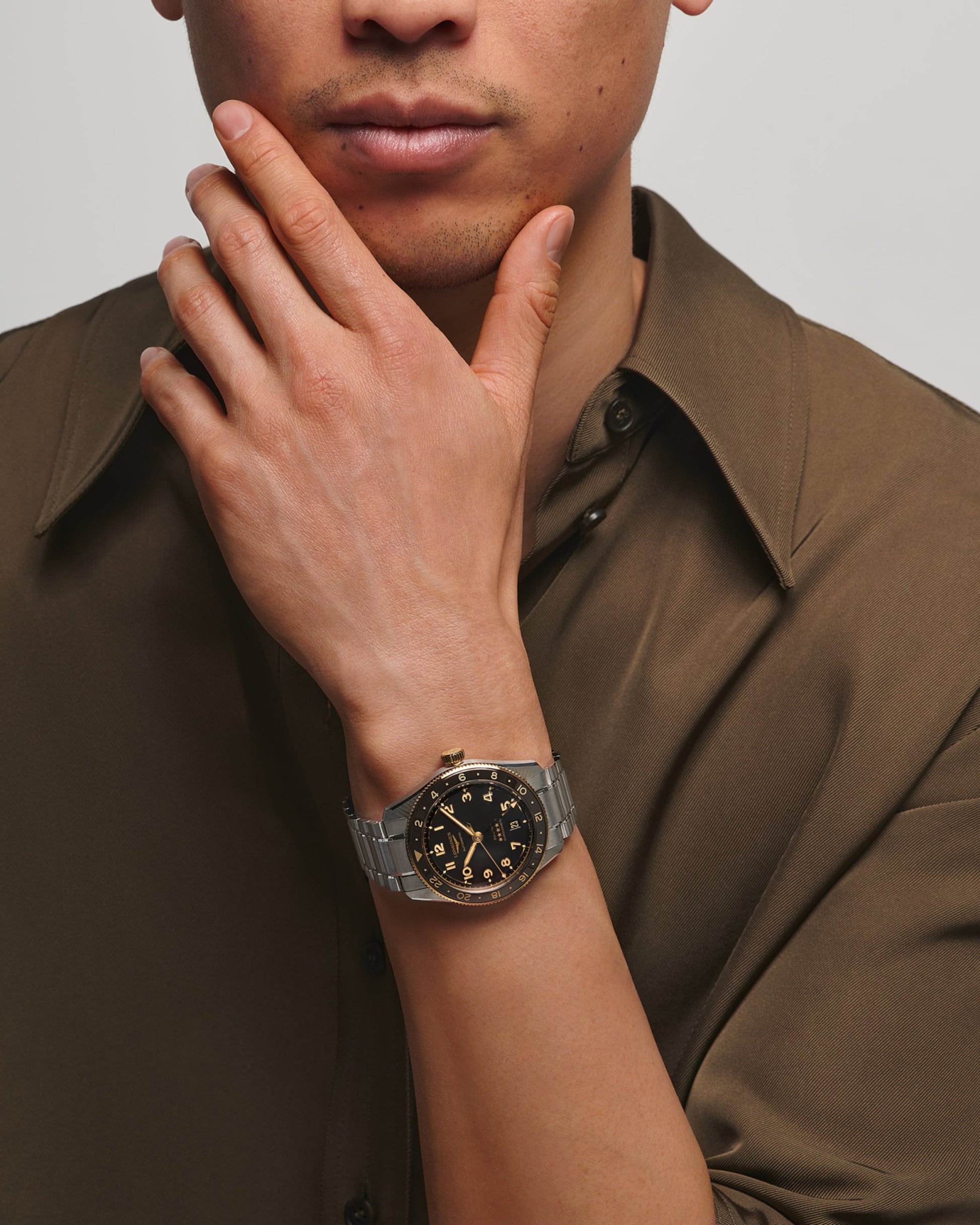 Longines Spirit Zulu Time Automatic Watch, Ø 42.00 Mm, Stainless Steel And 18 Karat Yellow Gold Cap 200. L3.812.5.53.6