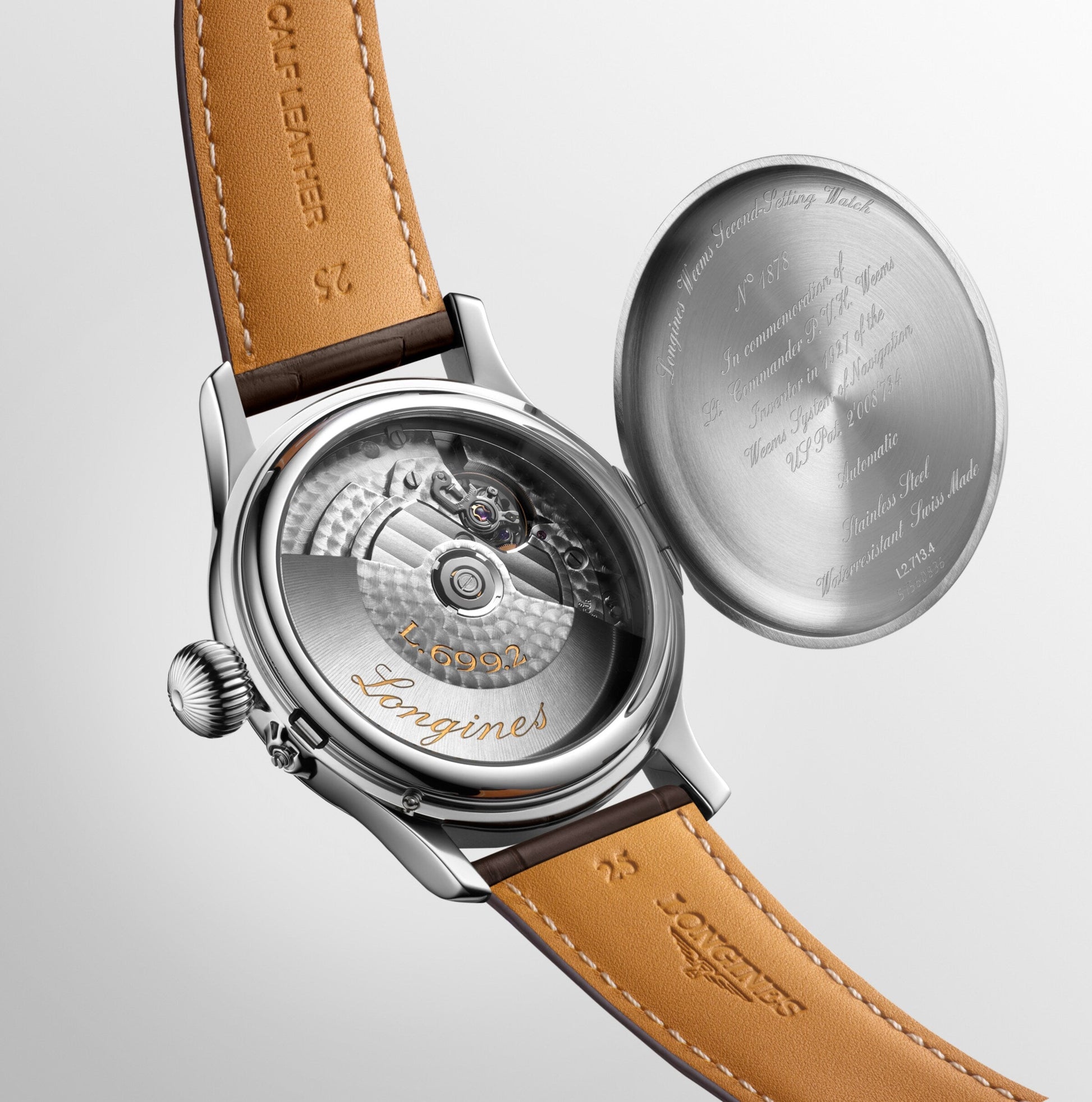 Longines Weems Second-Setting Watch Automatic Watch, Ø 47.50 Mm, Stainless Steel. L2.713.4.13.0