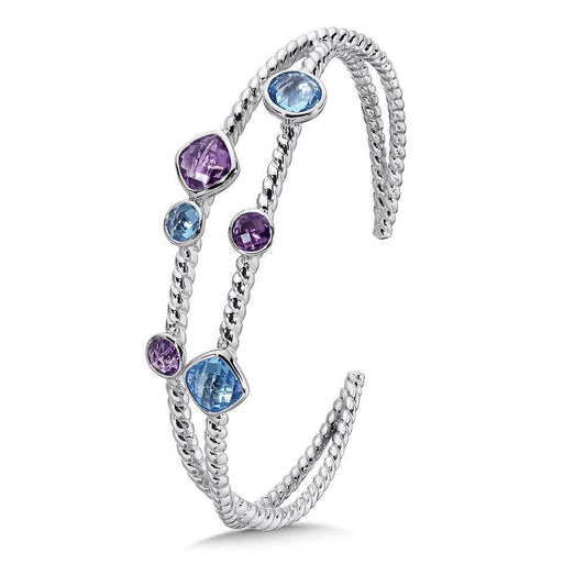 STERLING SILVER AMETHYST & BLUE TOPAZ CUFF LVB600-BA