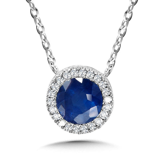 SAPPHIRE & DIAMOND HALO PENDANT PCS2560-W