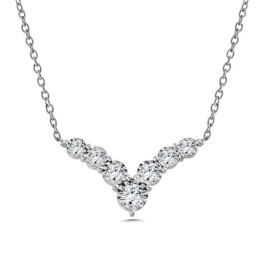14K WHITE GOLD CHEVRON DIAMOND PENDANT PDD2933-W