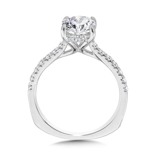 OVAL-CUT STRAIGHT HIDDEN HALO DIAMOND ENGAGEMENT RING R2305W