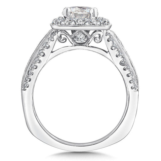 DIAMOND AND BLUE SAPPHIRE HALO ENGAGEMENT RING R9520W-BSA