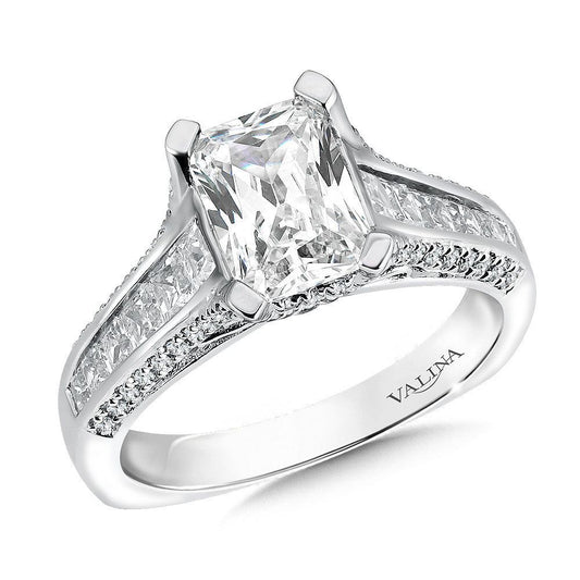 EMERALD CUT DIAMOND ENGAGEMENT RING R9568W