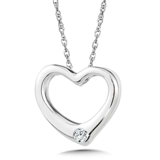 STERLING SILVER DIAMOND HEART PENDANT PSD012-W