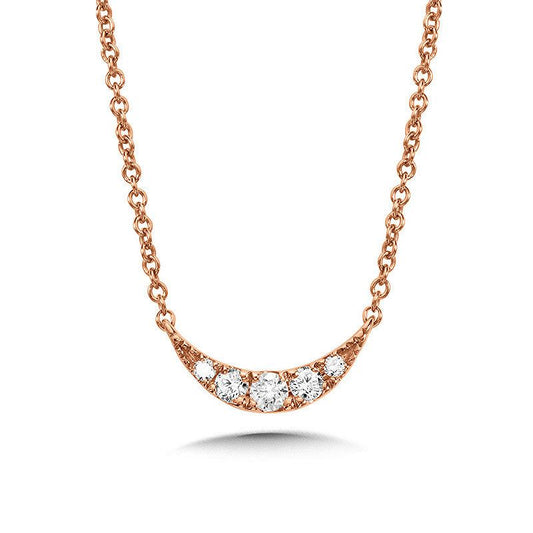 14K ROSE GOLD TILTED CRESCENT MOON DIAMOND NECKLACE PDD3081-P