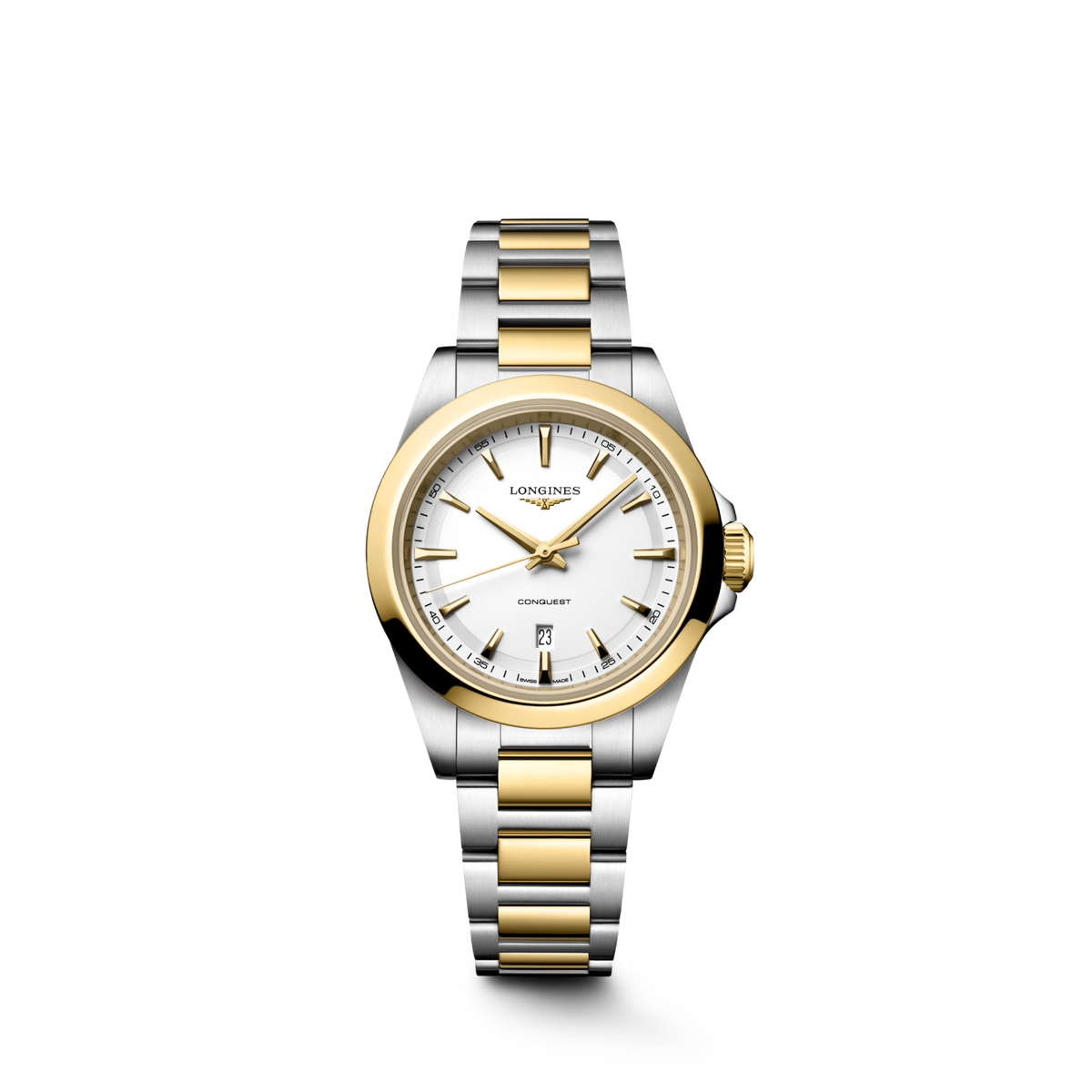 Longines Conquest Quartz Watch, Ø 30.00 Mm, Stainless Steel And Yellow Pvd Coating L3.350.3.12.7