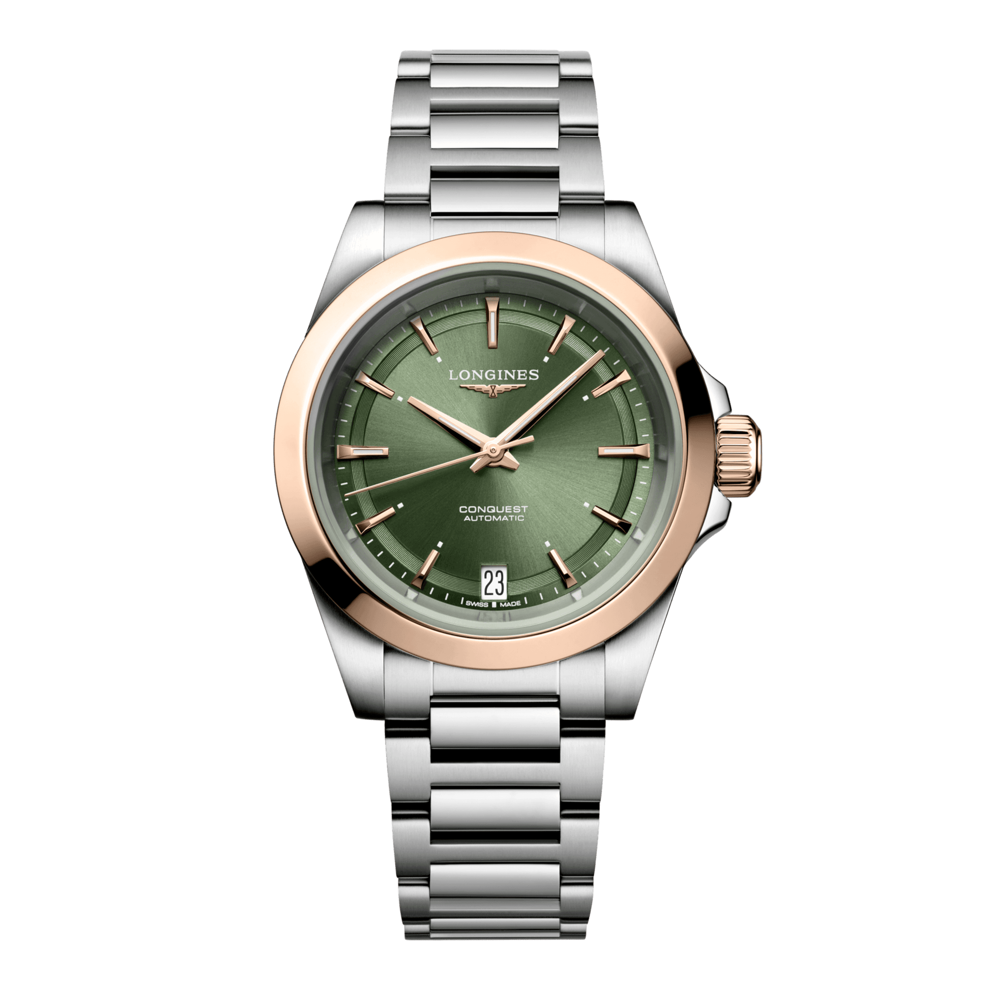 Longines Conquest Automatic Watch, Ø 34.00 Mm, Stainless Steel And 18 Karat Pink Gold Cap 200. L3.430.5.02.6