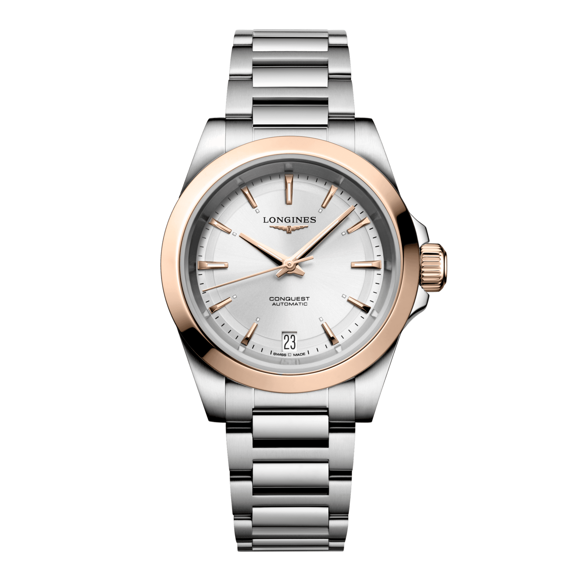 Longines Conquest Automatic Watch, Ø 34.00 Mm, Stainless Steel And 18 Karat Pink Gold Cap 200. L3.430.5.72.6
