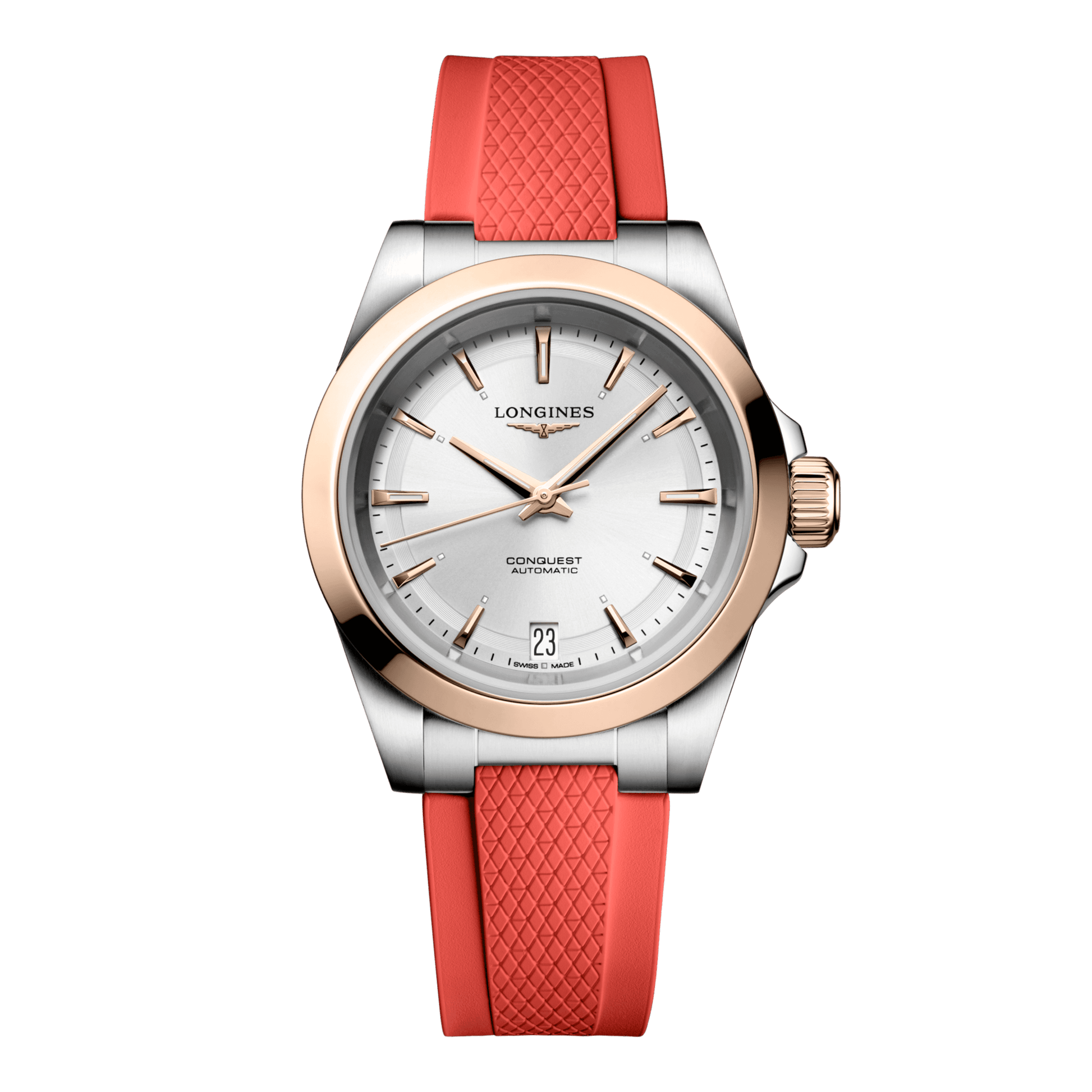 Longines Conquest Automatic Watch, Ø 34.00 Mm, Stainless Steel And 18 Karat Pink Gold Cap 200. L3.430.5.72.9