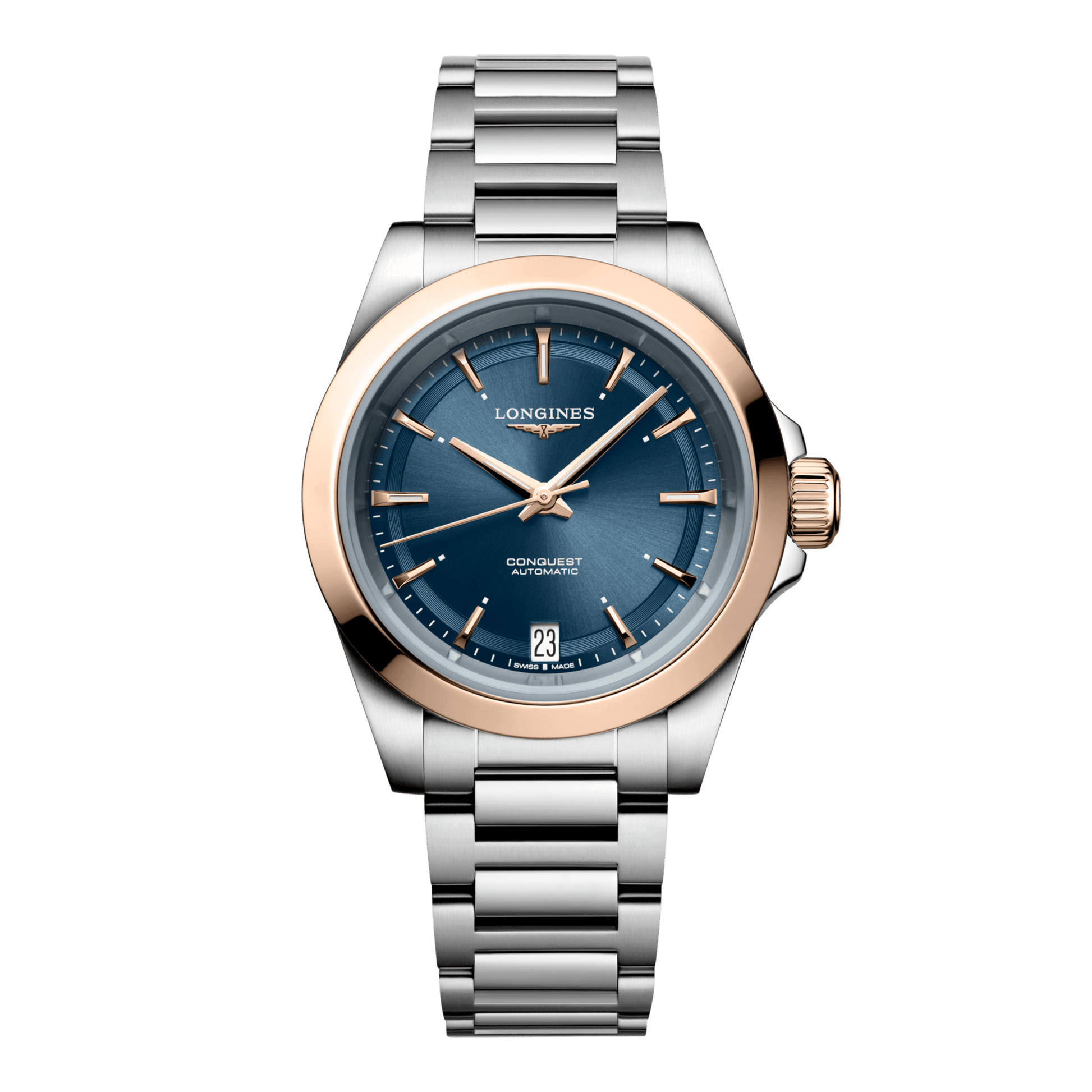 Longines Conquest Automatic Watch, Ø 34.00 Mm, Stainless Steel And 18 Karat Pink Gold Cap 200. L3.430.5.92.6