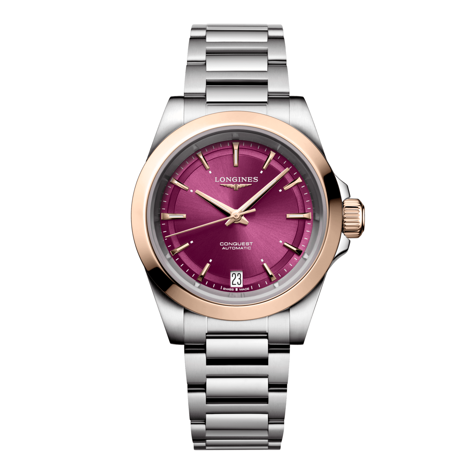 Longines Conquest Automatic Watch, Ø 34.00 Mm, Stainless Steel And 18 Karat Pink Gold Cap 200. L3.430.5.98.6