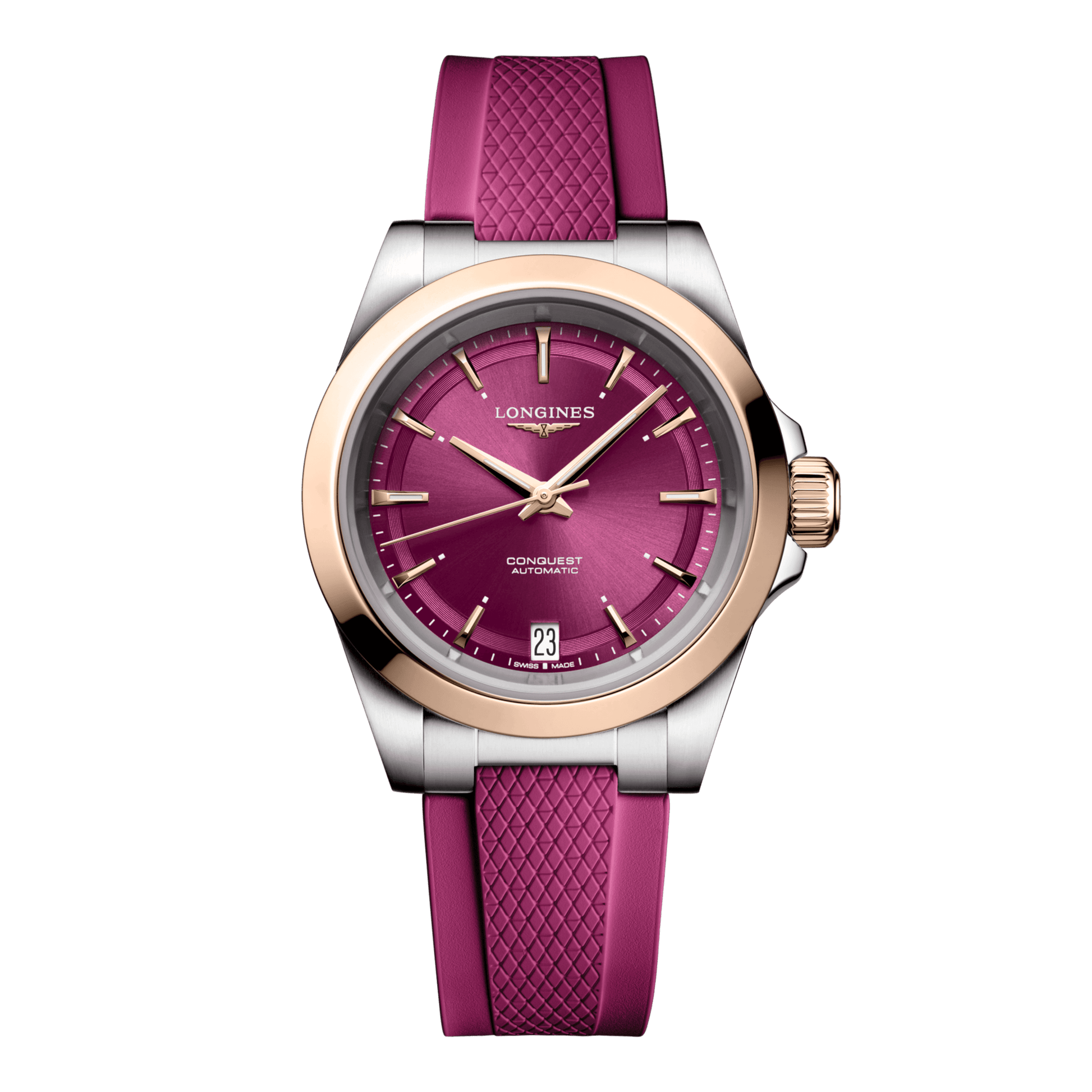 Longines Conquest Automatic Watch, Ø 34.00 Mm, Stainless Steel And 18 Karat Pink Gold Cap 200. L3.430.5.98.9