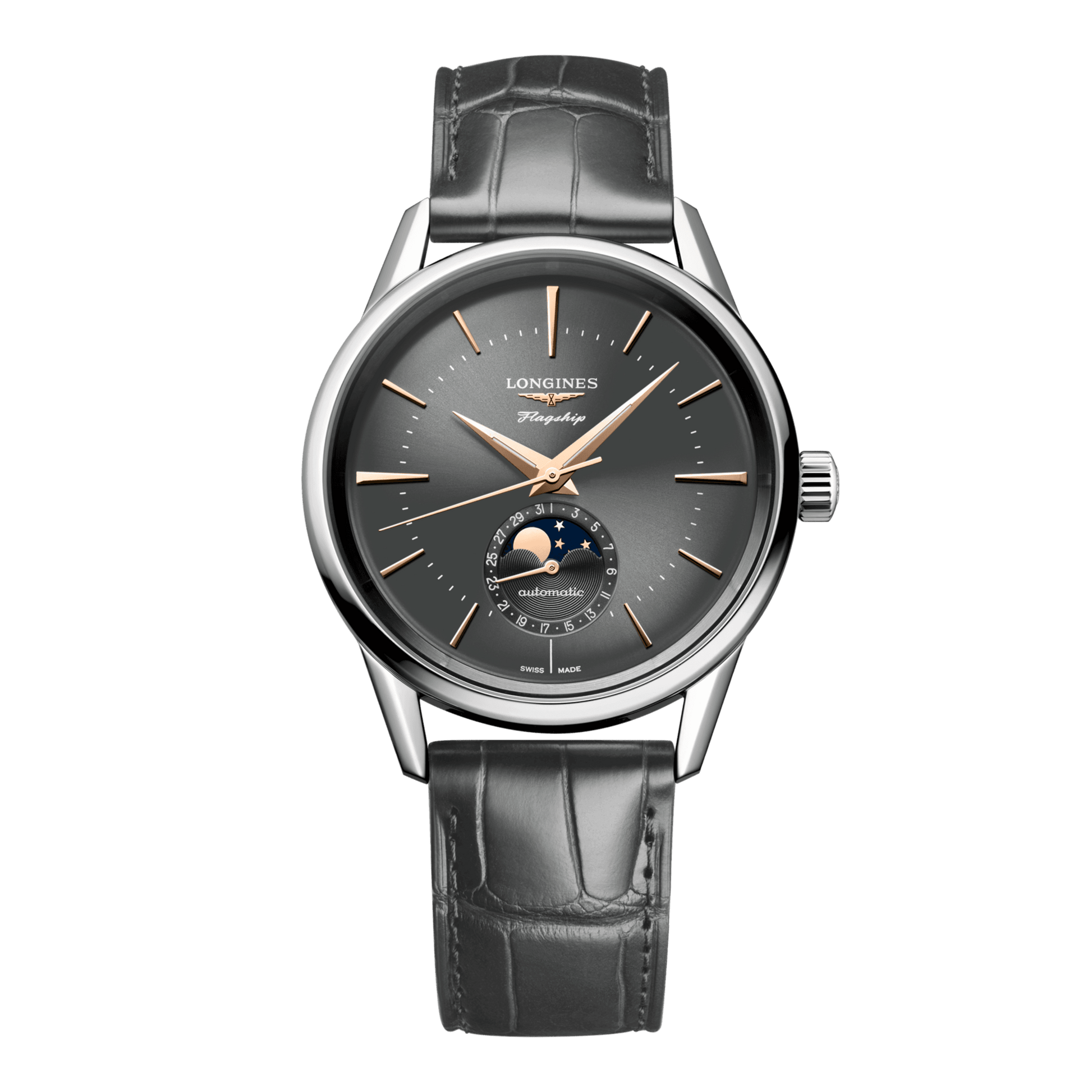 Longines Flagship Heritage Moonphase Automatic Watch, Ø 38.50 Mm, Stainless Steel. L4.815.4.52.2