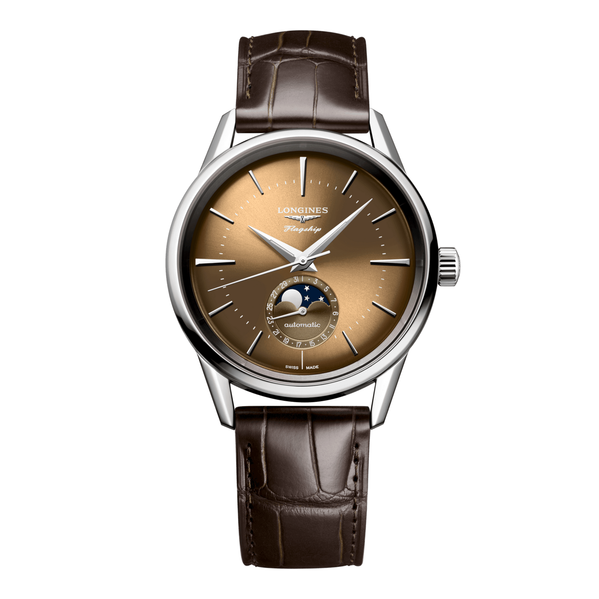 Longines Flagship Heritage Moonphase Automatic Watch, Ø 38.50 Mm, Stainless Steel. L4.815.4.62.2