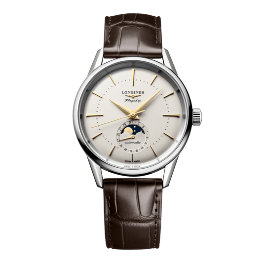 Longines Flagship Heritage Moonphase Automatic Watch, Ø 38.50 Mm, Stainless Steel. L4.815.4.78.2