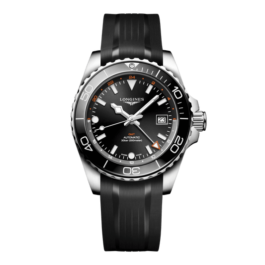 Longines Hydroconquest Gmt Automatic Watch, Ø 41.00 Mm, Stainless Steel And Ceramic Bezel. L3.790.4.56.9