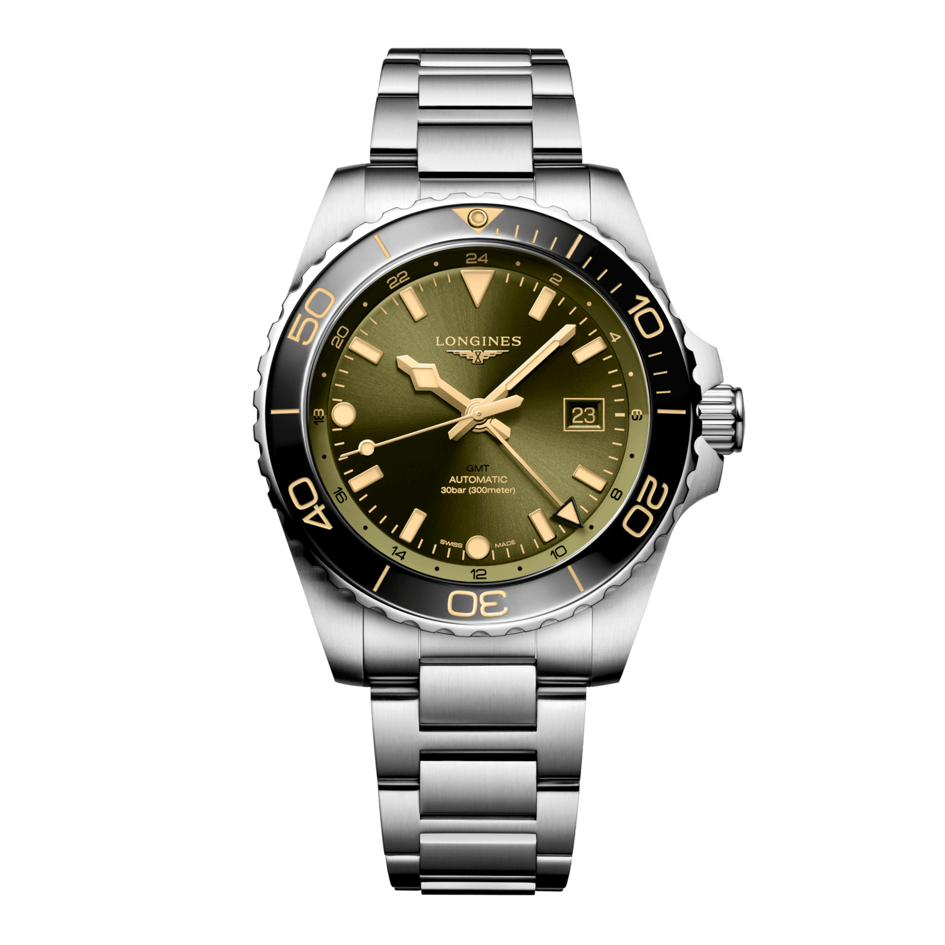 Longines Hydroconquest Gmt Automatic Watch, Ø 43.00 Mm, Stainless Steel And Ceramic Bezel. L3.890.4.06.6
