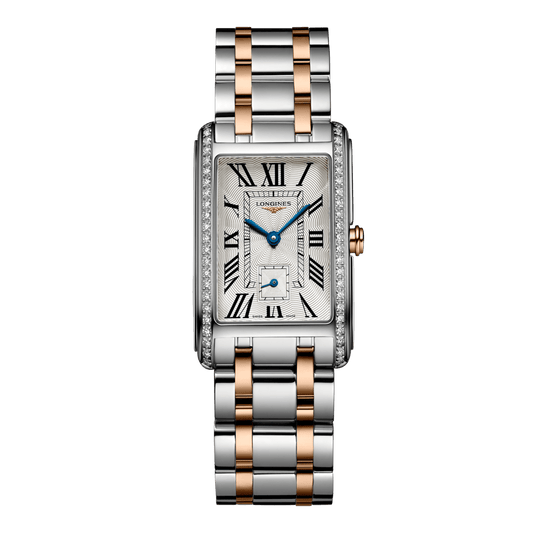 Longines Dolcevita Quartz Watch, 23.30 X 37.00 Mm, Stainless Steel With 18 Karat Pink Gold Crown. L5.512.5.79.7