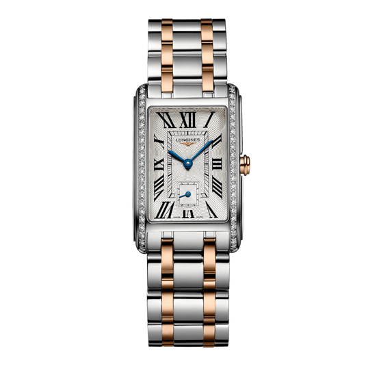 Longines Dolcevita Quartz Watch, 23.30 X 37.00 Mm, Stainless Steel With 18 Karat Pink Gold Crown. L5.512.5.79.7