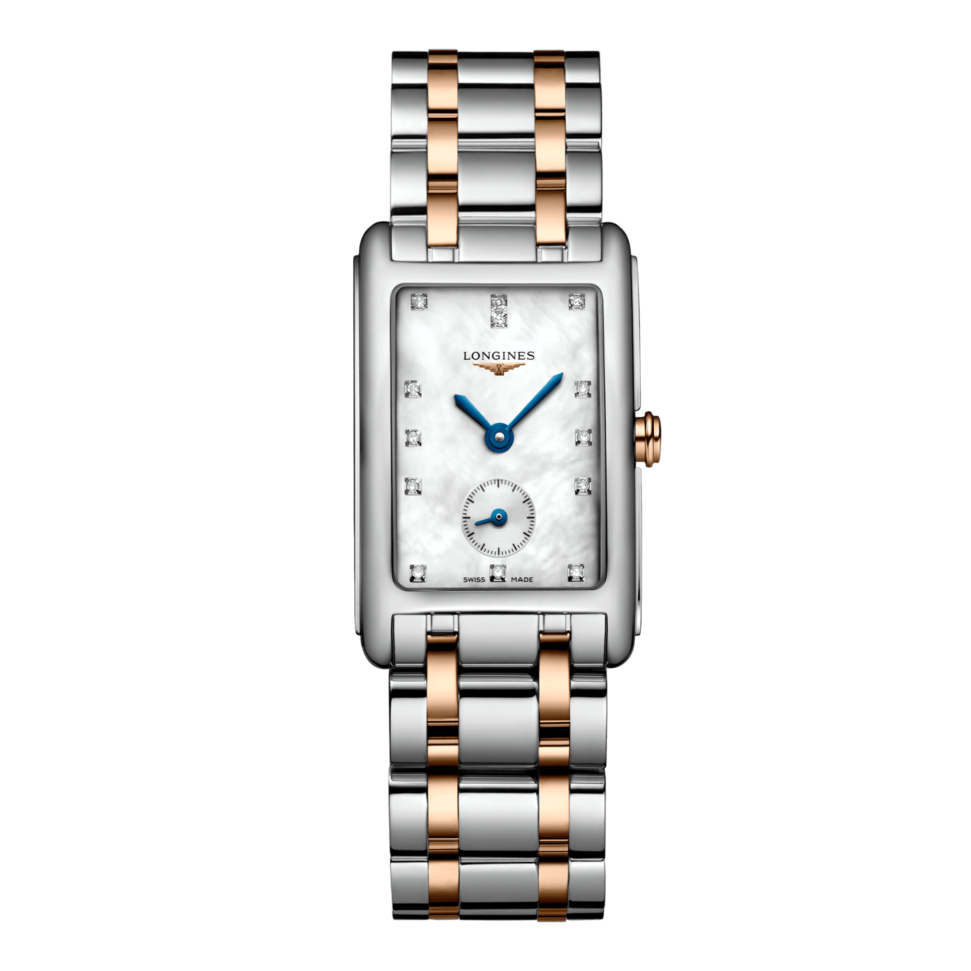 Longines Dolcevita Quartz Watch, 23.30 X 37.00 Mm, Stainless Steel With 18 Karat Pink Gold Crown. L5.512.5.87.7