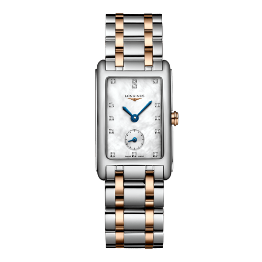 Longines Dolcevita Quartz Watch, 23.30 X 37.00 Mm, Stainless Steel With 18 Karat Pink Gold Crown. L5.512.5.87.7