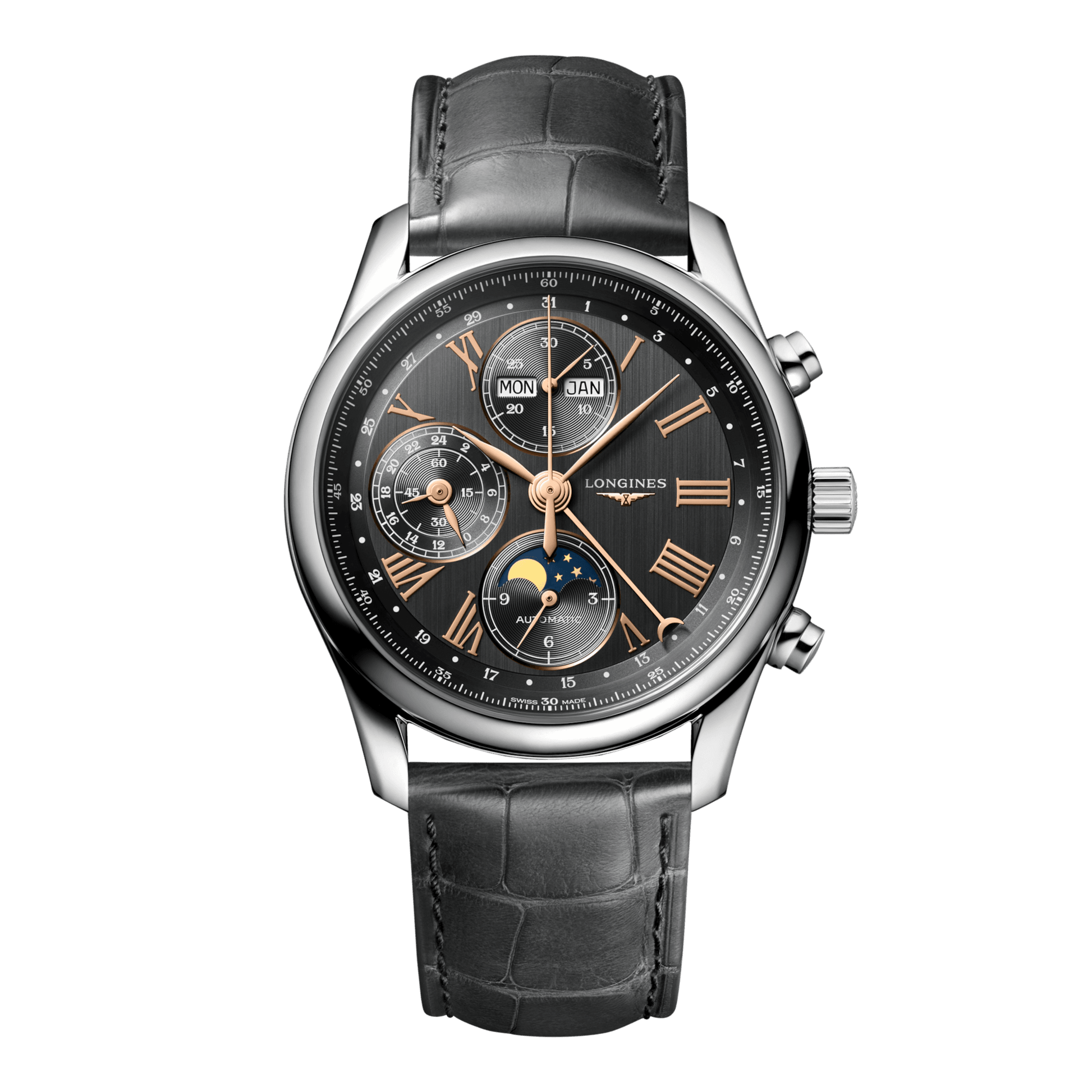 Longines Master Collection Chrono Moonphase Automatic Watch, Ø 40.00 Mm, Stainless Steel. L2.673.4.61.2