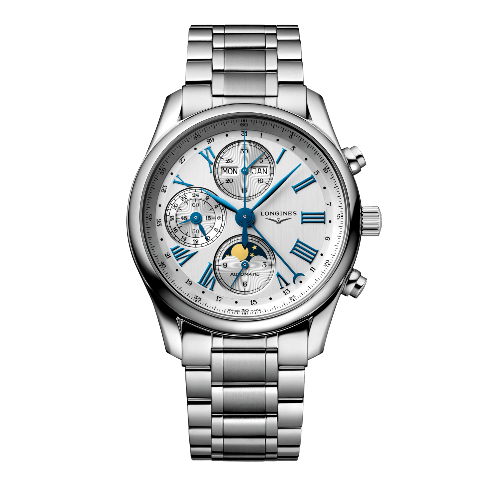 Longines Master Collection Chrono Moonphase Automatic Watch, Ø 40.00 Mm, Stainless Steel. L2.673.4.71.6