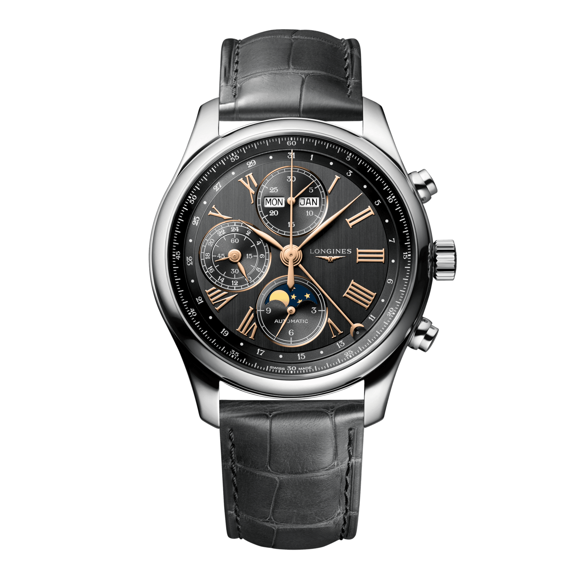 Longines Master Collection Chrono Moonphase Automatic Watch, Ø 42.00 Mm, Stainless Steel. L2.773.4.61.2