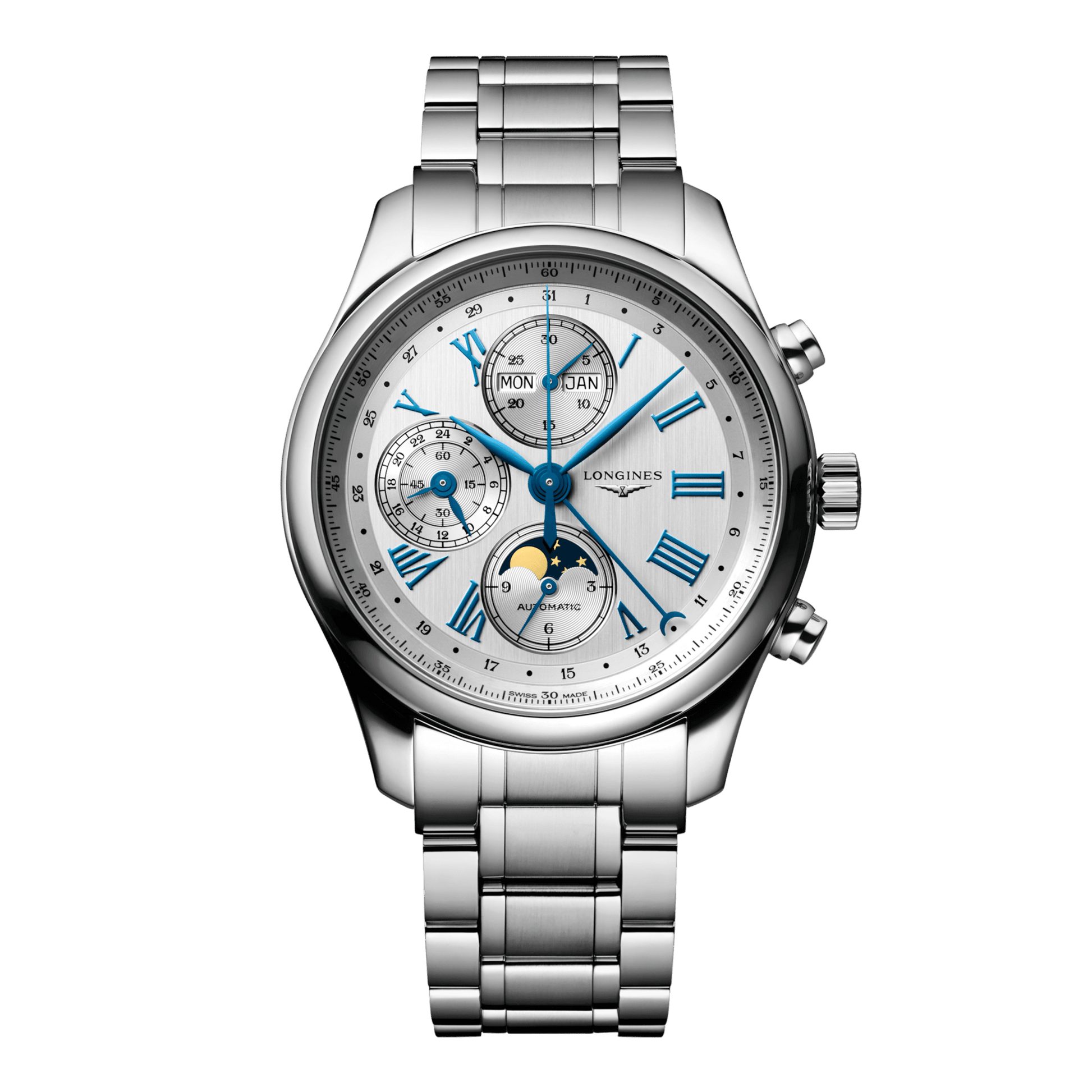 Longines Master Collection Chrono Moonphase Automatic Watch, Ø 42.00 Mm, Stainless Steel. L2.773.4.71.6