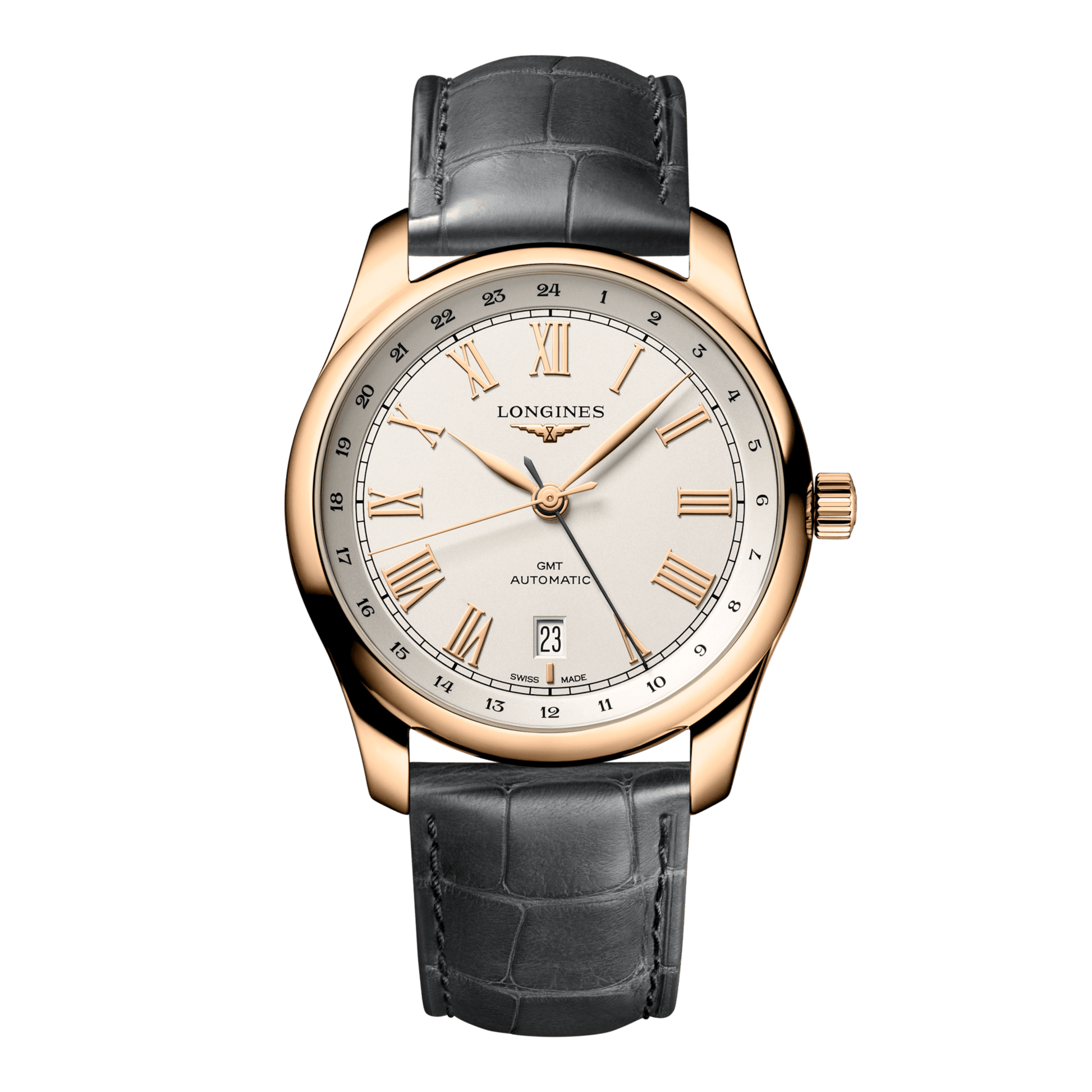 Longines Master Collection Gmt Automatic Watch, Ø 40.00 Mm, 18 Karat Pink Gold. L2.844.8.71.2