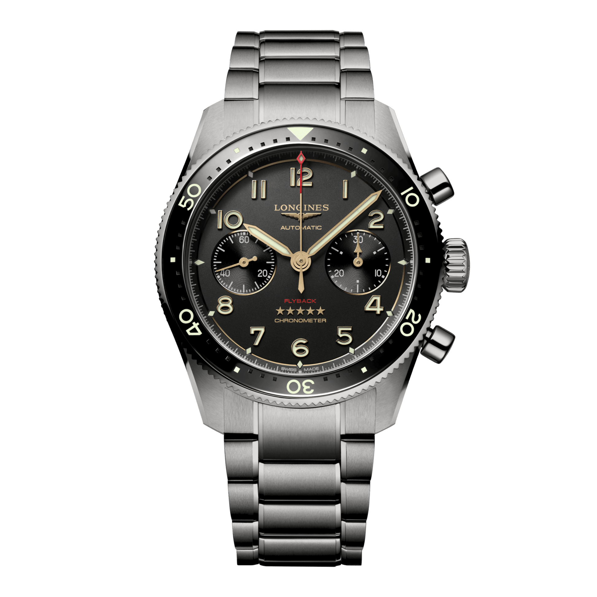 Longines Spirit Flyback Titanium Automatic Watch, Ø 42.00 Mm, Titanium And Ceramic Bezel. L3.821.1.53.6