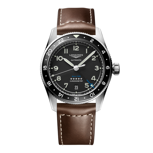 Longines Spirit Zulu Time Automatic Watch, Ø 39.00 Mm, Stainless Steel And Ceramic Bezel. L3.802.4.53.2