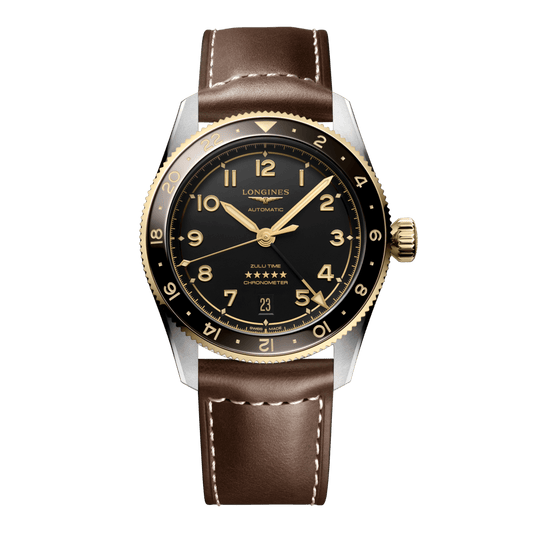 Longines Spirit Zulu Time Automatic Watch, Ø 39.00 Mm, Stainless Steel And 18 Karat Yellow Gold Cap 200. L3.802.5.53.2