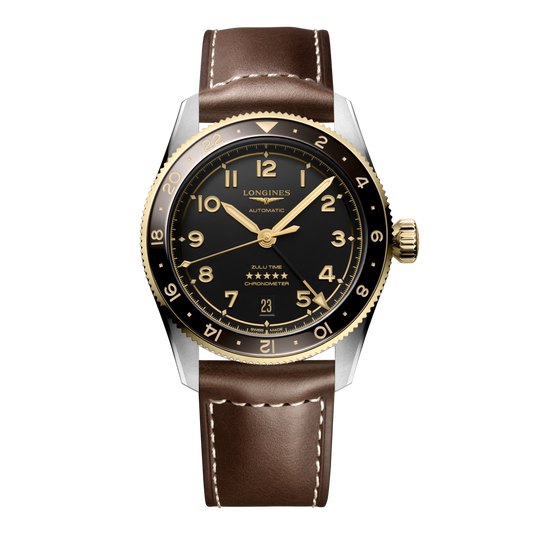 Longines Spirit Zulu Time Automatic Watch, Ø 39.00 Mm, Stainless Steel And 18 Karat Yellow Gold Cap 200. L3.802.5.53.2