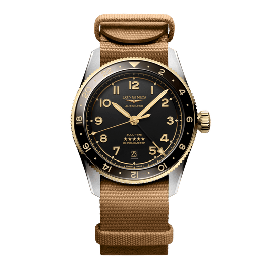 Longines Spirit Zulu Time Automatic Watch, Ø 39.00 Mm, Stainless Steel And 18 Karat Yellow Gold Cap 200. L3.802.5.53.9