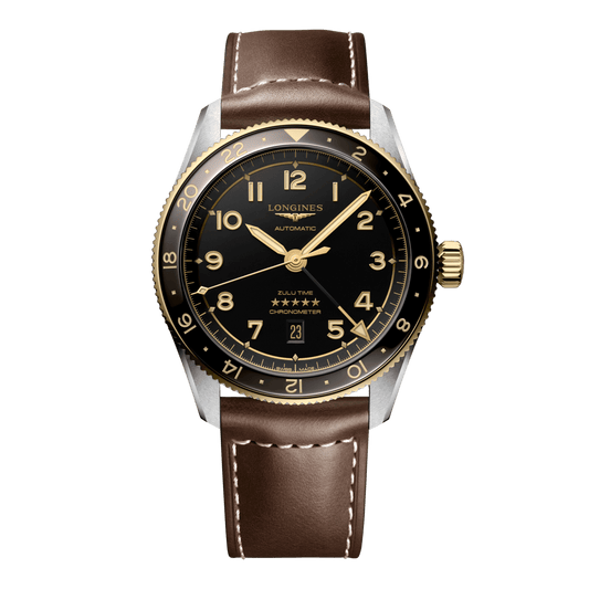 Longines Spirit Zulu Time Automatic Watch, Ø 42.00 Mm, Stainless Steel And 18 Karat Yellow Gold Cap 200. L3.812.5.53.2