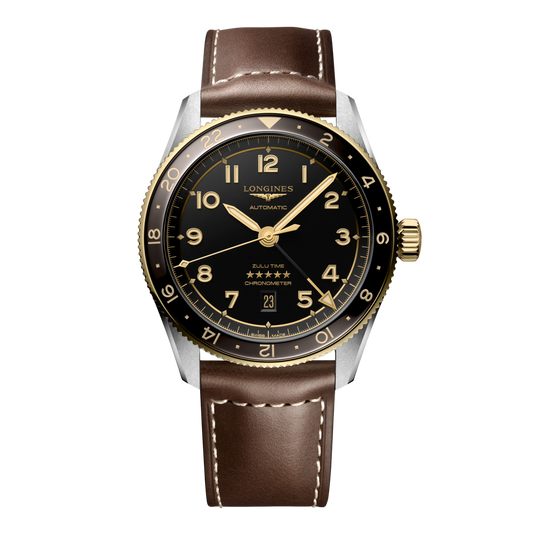 Longines Spirit Zulu Time Automatic Watch, Ø 42.00 Mm, Stainless Steel And 18 Karat Yellow Gold Cap 200. L3.812.5.53.2