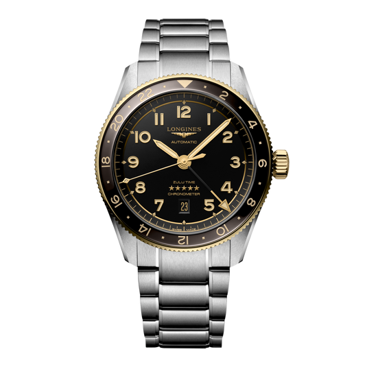 Longines Spirit Zulu Time Automatic Watch, Ø 42.00 Mm, Stainless Steel And 18 Karat Yellow Gold Cap 200. L3.812.5.53.6